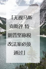 无视马斯克批评 特朗普坚称税改法案必须通过
